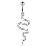SNAKE CZ BELLY RING TRENDY NAVEL PIERCING_CWMM9192