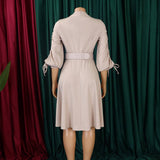 FASHIONABLE AND ELEGANT PLUS SIZE PLEATED DRESS_CWDSD6066