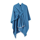 SHAWL KNITTED SOLID COLOR OBLIQUE STRAP CAPE_CWASC2172