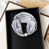 PEARL BUTTON SCARF ELEGANT PRINTED SCARF_CWASC0821