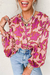 Vintage Loose Floral Print Bat-Sleeved Shirt