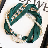Pearl Magnetic Skinny Silk Neck Scarf_Cwasc03934