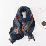 TASSEL PLAID WARM STUDENT SHAWL NECK SCARF_CWASC0409
