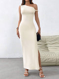 Women Sexy Off-Shoulder One-Shoulder Maxi Dress