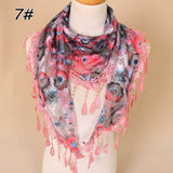 COLORFUL HOLLOW TASSEL LACE TRIANGLE SCARF VEIL_CWMM1989