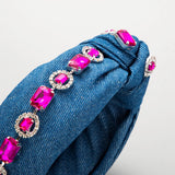 SIMPLE RHINESTONE KNOT DENIM HEADBAND_CWAHA2127