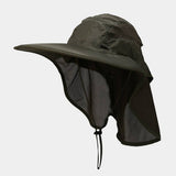 Wide Brim Uv Protection Hat With Mesh Neck Cover_Cwah3832