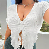 SWEET SPICY STYLE V NECK TIGHT T SHIRT_CWTHT0268