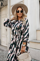 Stylish Zebra-Print Dress With Bow Waist