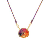 GOLD PLATED NECKLACE WITH COLORFUL ROUND PENDANT_CWMM3828