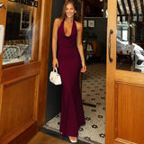 Stylish Off-The-Neck Backless Collared Dress