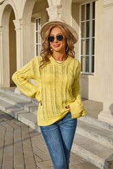 Solid-Colored Twisted Round-Neck Loose Sweater