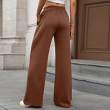 Solid Color Tight-Waist Straight Casual Pants