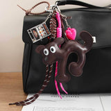 RETRO PU CAT KEYCHAIN WITH HEART FRUIT TOY_CWMM7832