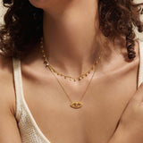 SUN AND MOON DOUBLE LAYERED EVIL EYE NECKLACE_CWMM5694