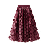 3D POLKA DOT TULLE A LINE FLARED MIDI SKIRT_CWBMS0379
