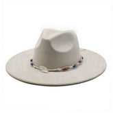 RETRO ETHNIC STYLE TASSEL SUEDE HAT WOOLEN JAZZ HAT_CWAH2524