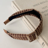 Plaid Buckle Headband College Autumn Style_Cwaha08166