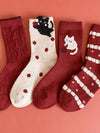 Warm Red Wool Thick Crew Socks For Women_Cwms03294