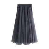 HIGH WAIST TULLE A LINE PLEATED MIDI SKIRT_CWBMS0378