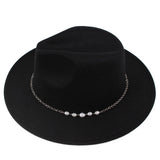 SIMPLE CHAIN PEARL STYLE FASHIONABLE PANAMA HAT_CWAH1892