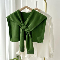 SOLID COLOR KNITTED KNOTTED SHAWL CASUAL COZY _CWASC0757