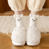 EMBROIDERED CARTOON BEAR LINT FREE SOCKS_CWMS0800