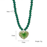 CAT S EYE GLASS HEART FLOWER PENDANT NECKLACE_CWMM7536