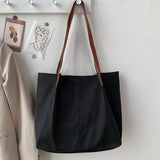 LITERARY SIMPLE SOLID COLOR SHOPPING CANVASBAG_CWAB2124