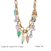 FASHION BEADED STEEL NECKLACE WITH STONE PENDANT_CWMM8842