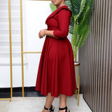 SOLID COLOR FASHIONABLE A LINE PLUS SIZE DRESS_CWDMD3670