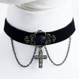 HALLOWEEN CROSS GOTHIC PUNK SHORT NECKLACE_CWMM0139