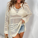 Tops Long Sleeve Hollow Beach Swimsuit Cover Up