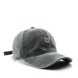 Vintage Washed Distressed Heart Embroidery Cap_Cwah1279