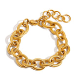 THICK RIBBED CROSS CHAIN BRACELET 18K GOLD STEEL_CWAJE4809