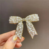 PEARL BOW HAIR CLIP 5 5CM ELEGANT SPRING CLIP_CWAHA4676