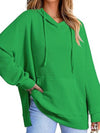 Cwohol00633_Relaxed Waffle Knit Side Slit Hooded Pullover