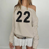 Vintage Digital Print Loose Crew Neck Hoodie