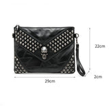 SKULL RIVET LARGE CAPACITY CLIP BAG CLUTCH BAG_CWAB1470