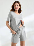 Womens Simple Solid Color Lounge Set