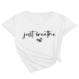 CUTE HEART LETTER PRINT V NECK TEE FOR WOMEN_CWTTS1482