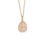 Women Natural Stone Cross Necklace