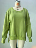 Solid-Color Round-Neck Casual Loose Sweatshirt