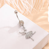 HOT SALE STAINLESS STEEL BALLET GIRL CZ NAVEL RING_CWMM9388