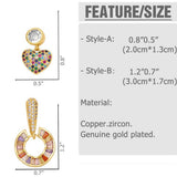 COLORED ZIRCON HEART RETRO ROUND EARRINGS_CWAJE1005