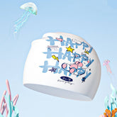 KIDS SILICONE SWIM CAP CUTE PRINT EAR PROTECTION_CWMM6790