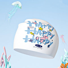 KIDS SILICONE SWIM CAP CUTE PRINT EAR PROTECTION_CWMM6790