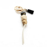 LEOPARD WOOD BEAD KEYCHAIN WITH MINI TASSEL_CWMM7022