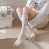 RETRO PLAID FLORAL COTTON SOCKS_CWMS0645
