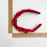 Christmas Pearl Satin Knot Headband Wide_Cwaha07596